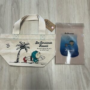 DORAEMON Surfing Hawaii Canvas Bag Small Folder New